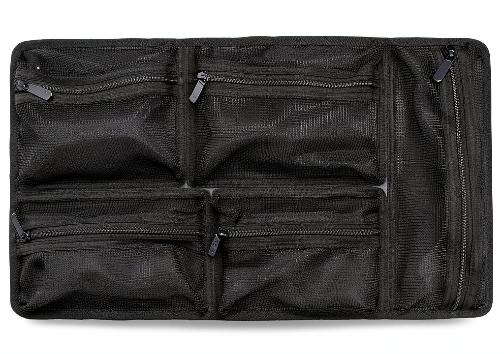 CVPKG mesh lid organizer installed on a boat cabin storage lid