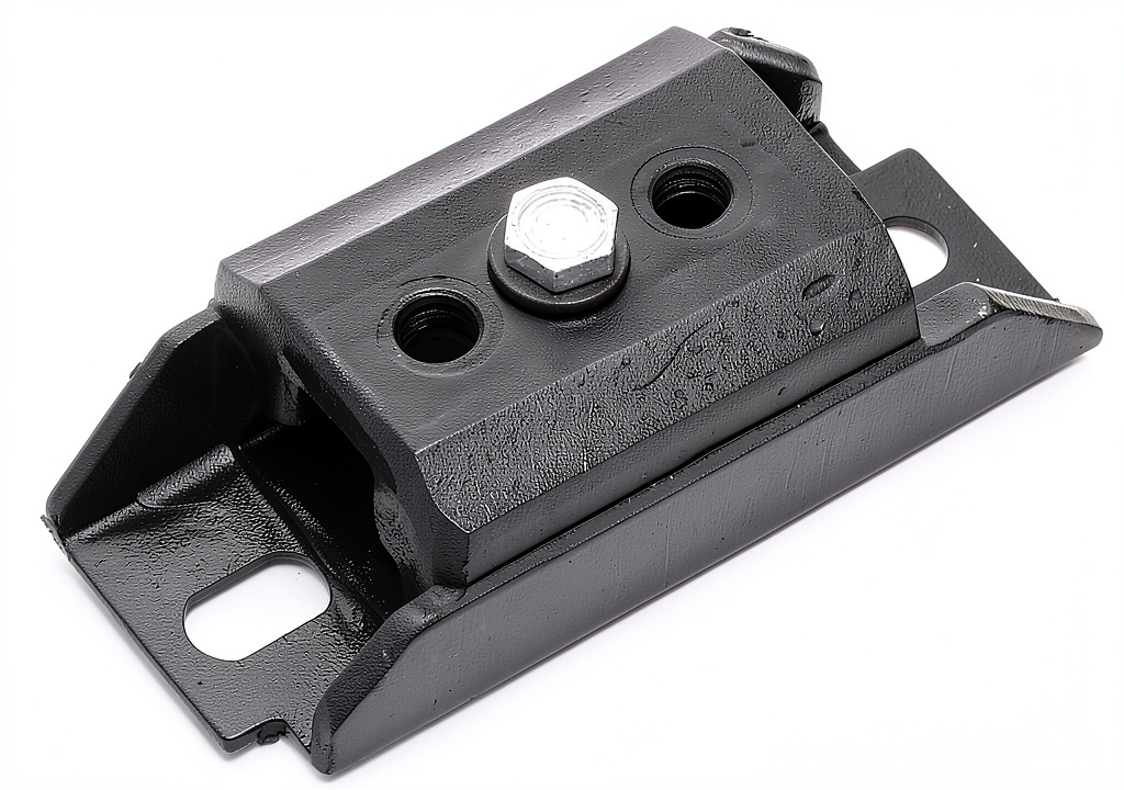Universal transmission mount installed in a vehicle engine bay
