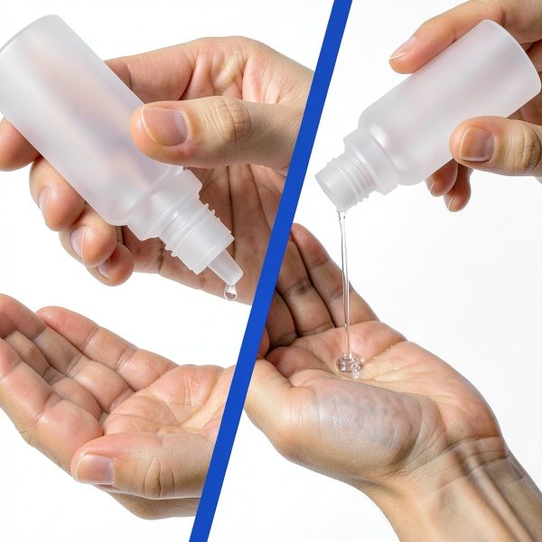 5 PCS (4 Bottles + 1 Funnel) 15ml (0.5oz) Small Plastic Dropper Bottles - Empty, White Eye Liquid Dropper Bottles, Squeezable & Portable Travel Containers for Eye Drops, Refillable with Cap and Plug-6