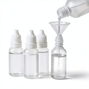 5 PCS (4 Bottles + 1 Funnel) 15ml (0.5oz) Small Plastic Dropper Bottles - Empty, White Eye Liquid Dropper Bottles, Squeezable & Portable Travel Containers for Eye Drops, Refillable with Cap and Plug-0