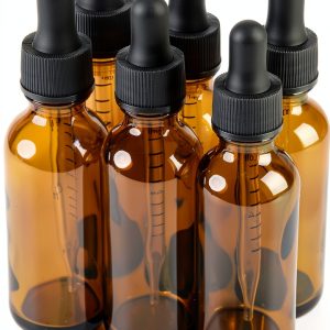 Amber Glass Eye Dropper Bottle 6×1oz NOOEEISS LeakProof Suction-0