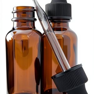 DropperStop 1oz Amber Glass Dropper Bottles (30mL) with Tapered Glass Droppers - Pack of 2-0