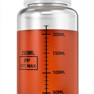 8.8oz/260ml Wide Mouth Plastic Bottles with Airtight Lids, Graduated Food Grade Leak Proof PP Containers Jars for Water Sample Lab Reagent Liquid Medicine Storage (Transparent, 2 Pcs)-0