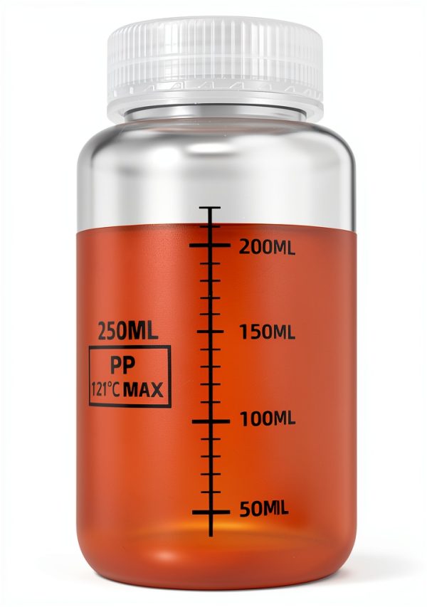 8.8oz/260ml Wide Mouth Plastic Bottles with Airtight Lids, Graduated Food Grade Leak Proof PP Containers Jars for Water Sample Lab Reagent Liquid Medicine Storage (Transparent, 2 Pcs)-0