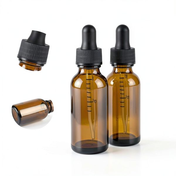 Amber Glass Eye Dropper Bottle 6×1oz NOOEEISS LeakProof Suction-3