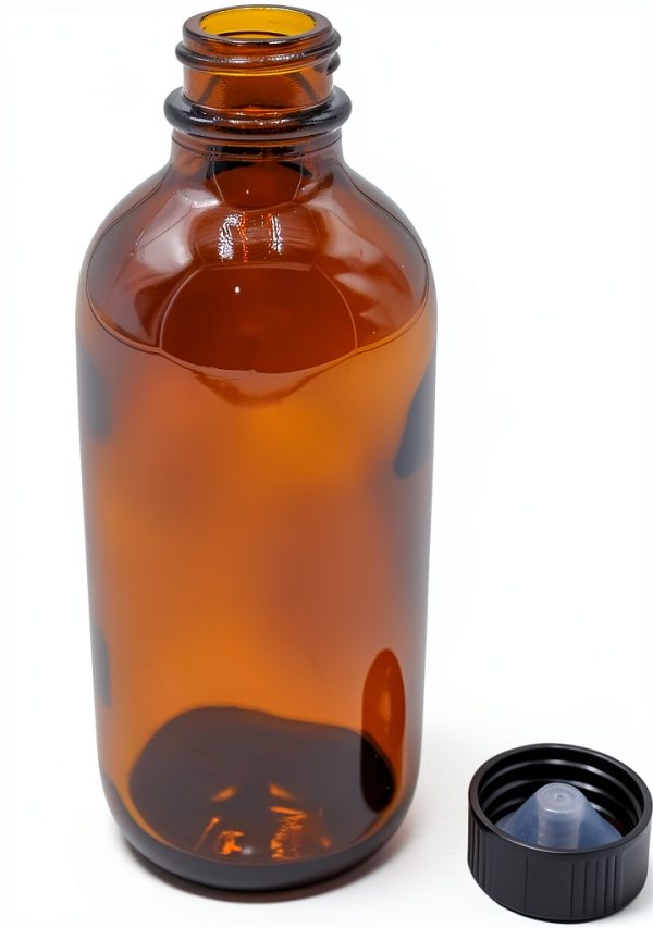 U Pack 4 oz Amber Glass Boston Round Bottles YUCHEL Airtight 12 Pack-1